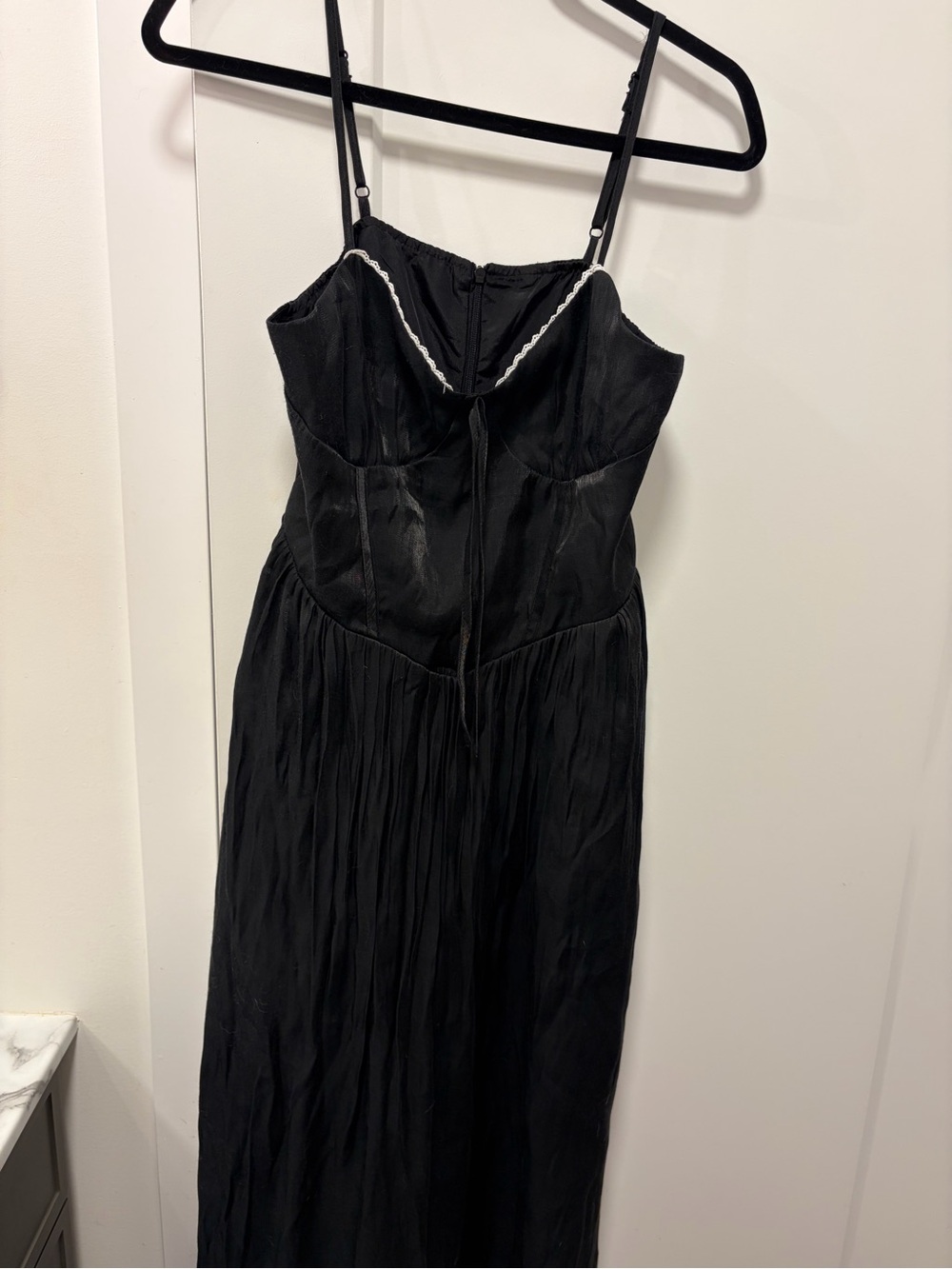 SHEIN Black Maxi Slip Dress with White Trim